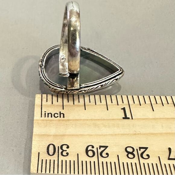 Fluorides gemstone ring. Adjustable 925 silver overlay hand crafted - Picture 2 of 6